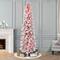 7.5ft. Pre-Lit Flocked Portland Pine Artificial Pencil Christmas Tree, Pink Lights